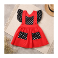 Girls Black & White Polka Dot Jumper Skirt with Ruffles and Pockets - Handmade