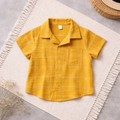 Boys Yellow Button-Up Shirt with Pocket - Size 4