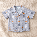 Boys Grey Arrow Print Button-Up Shirt with Pocket - Size 2