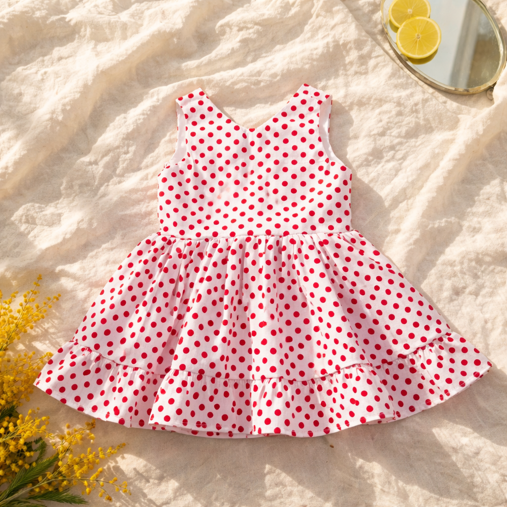 Girls Dress with Bow and V-Back