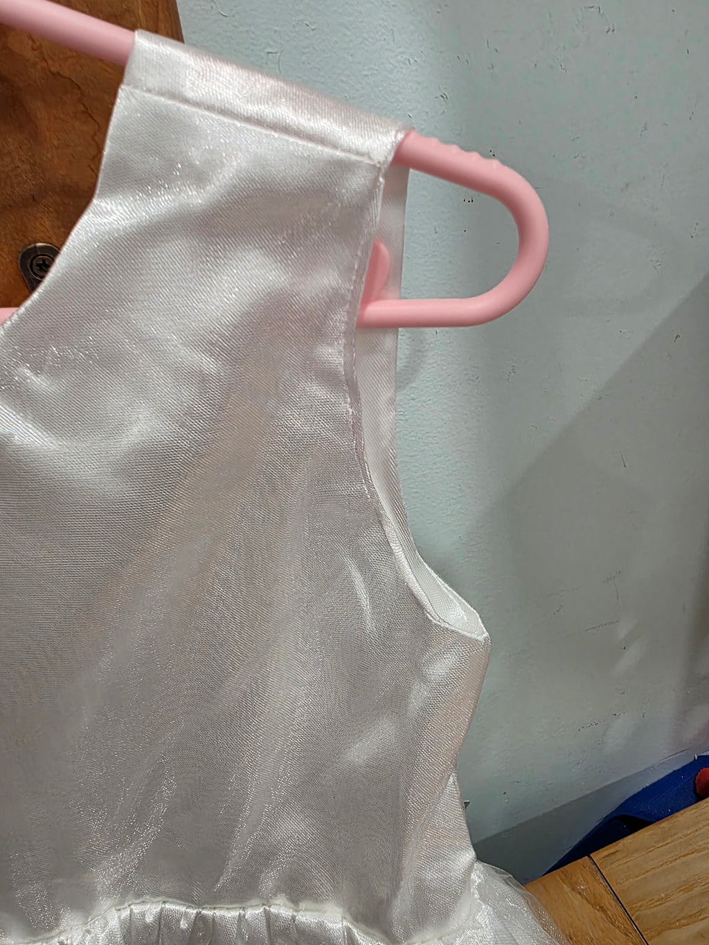 Girls White Embroidered Hem V-Back Bow Handmade Dress