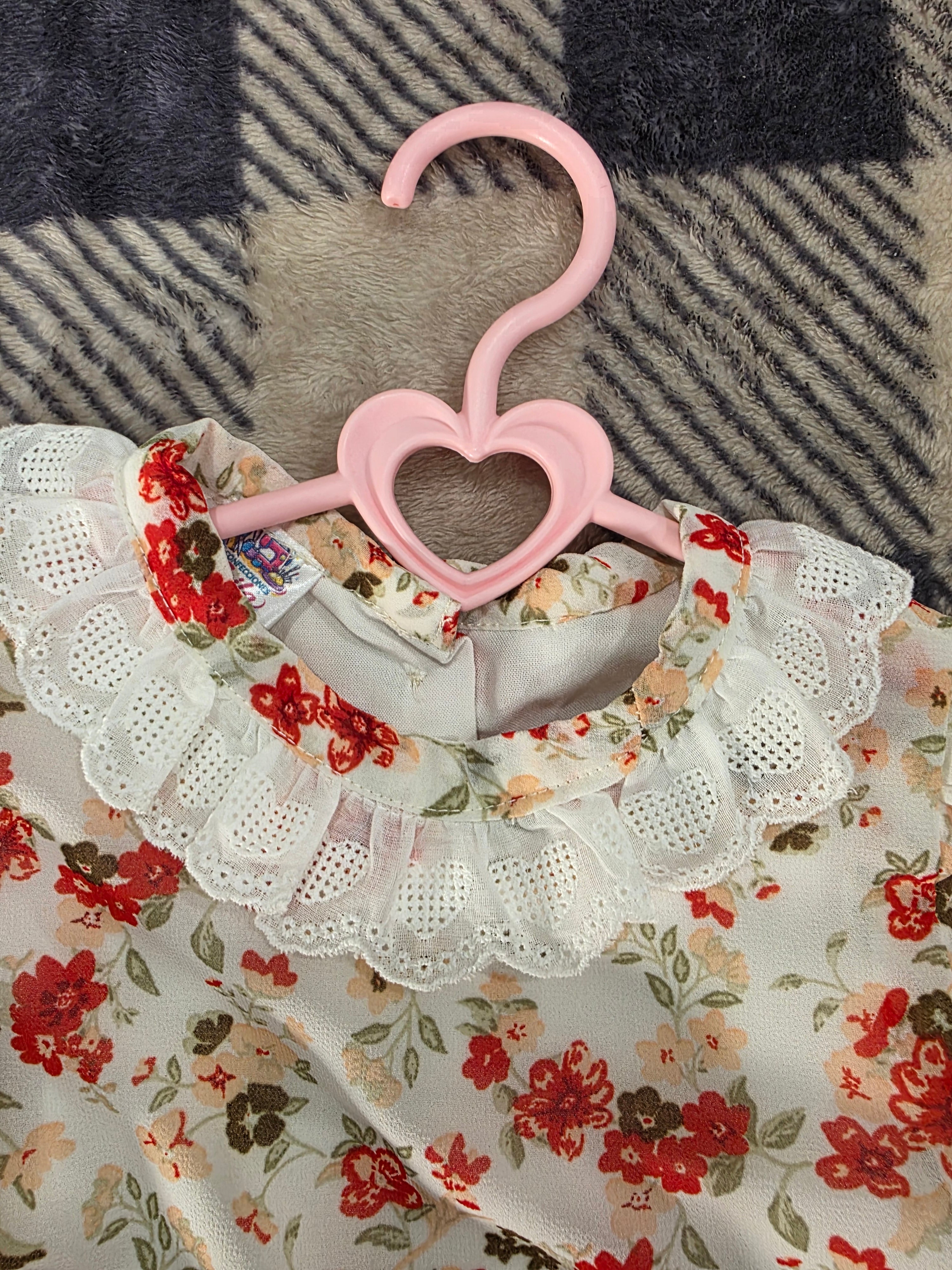 Vintage Red Floral Handmade Dress