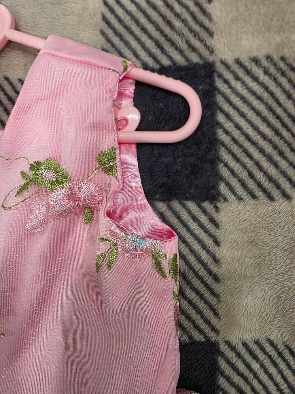 Girls Pink Embroidered Lace Lined Handmade Dress