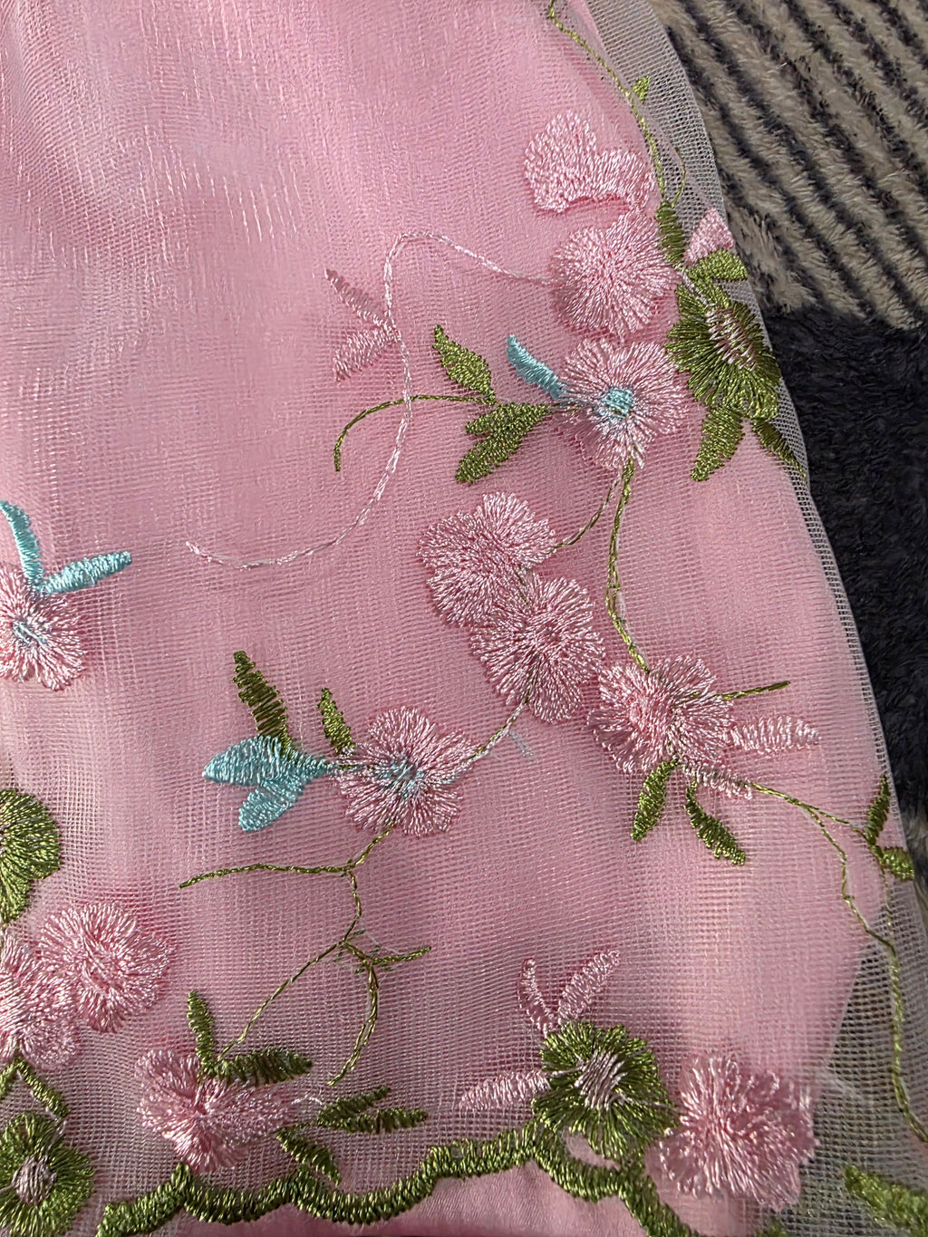 Girls Pink Embroidered Lace Lined Handmade Dress