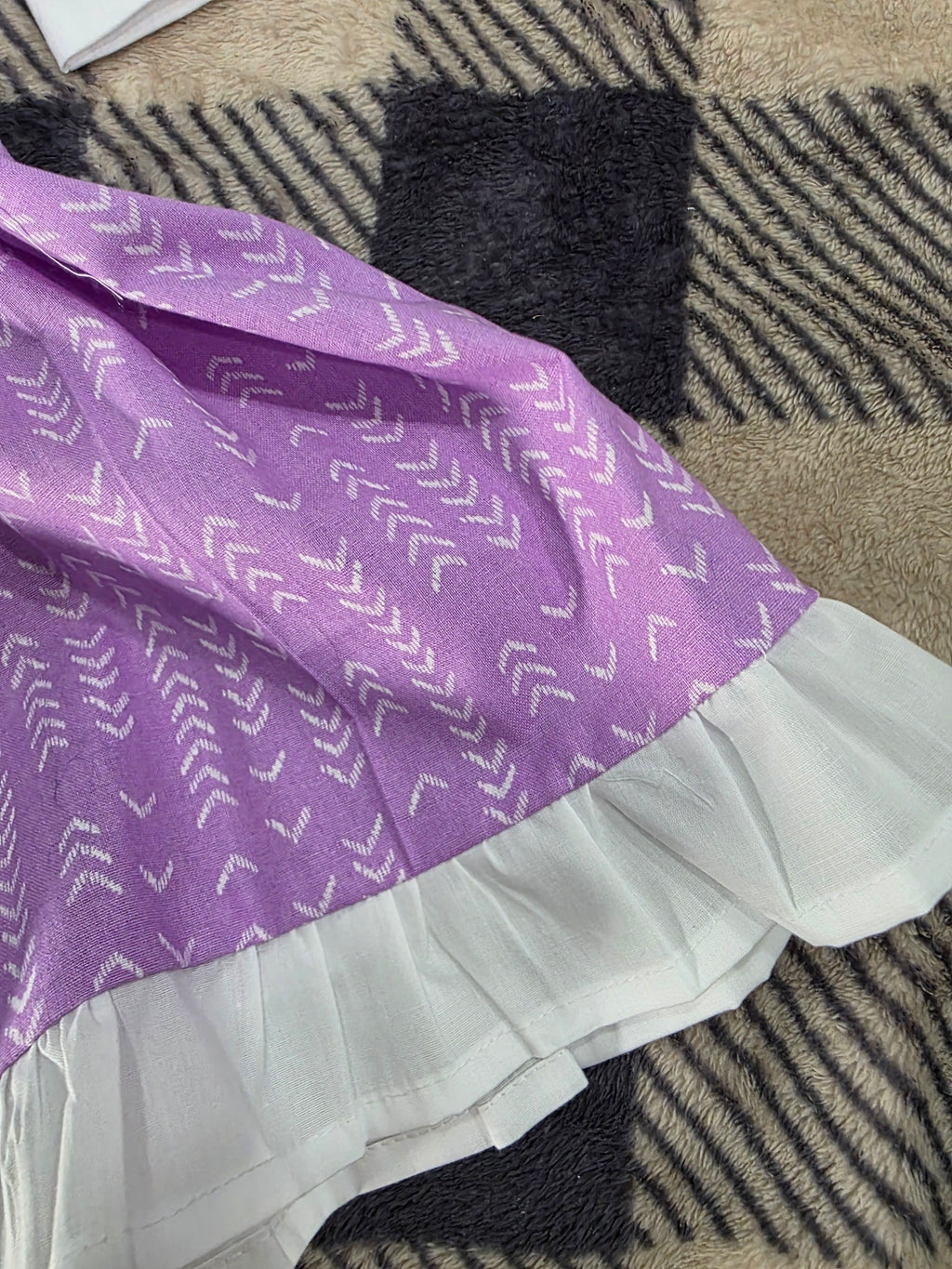 Girls Lilac Polka Dot Dress with Lace Detail
