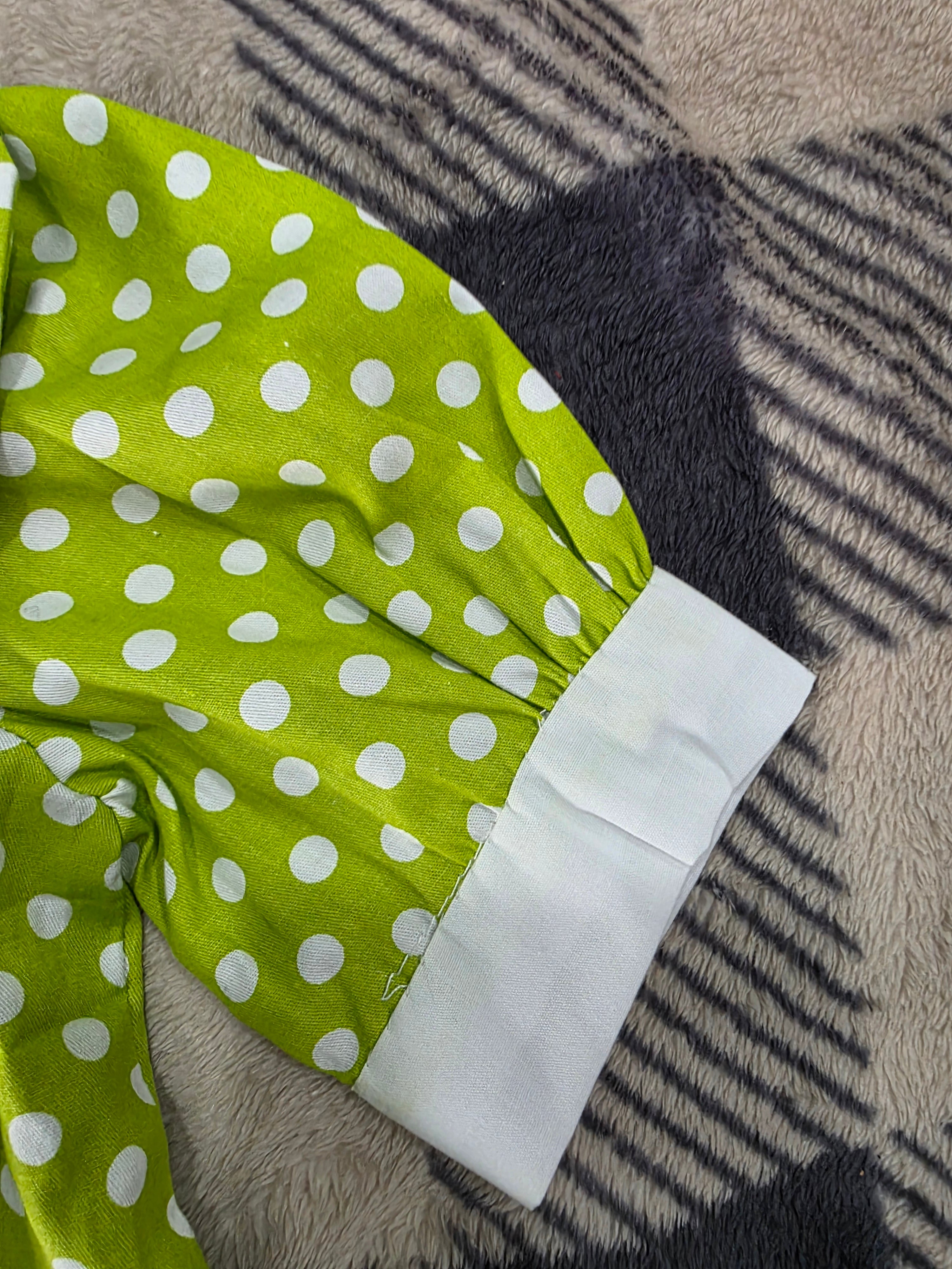 Girls Green Polka Dot Dress with Lace Detail