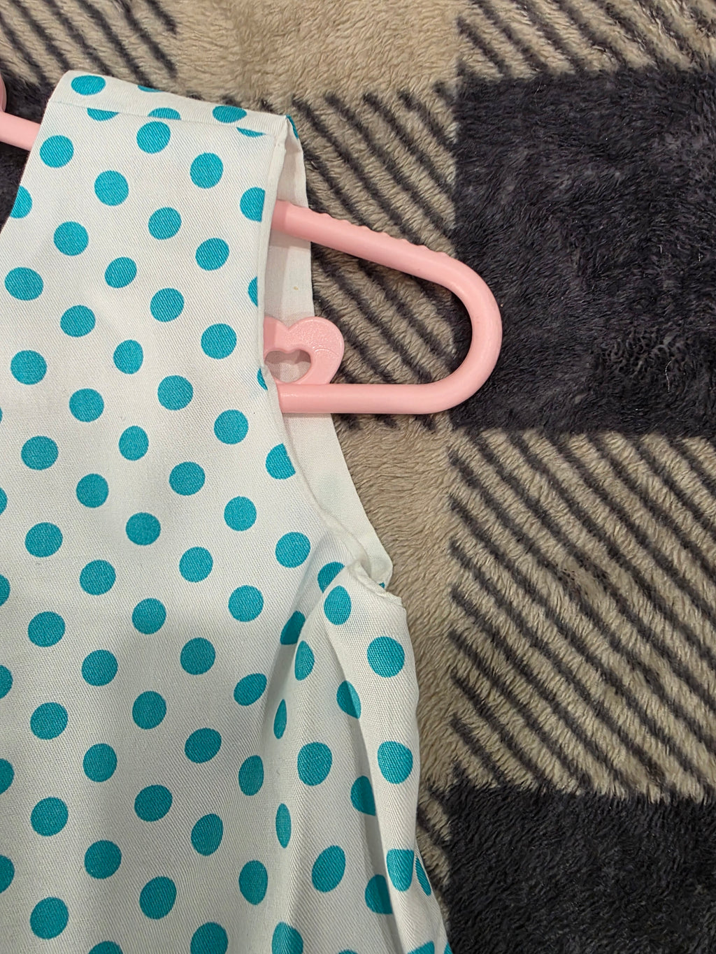Girls Light Blue Polka Dot Dress with Bow and V-Back