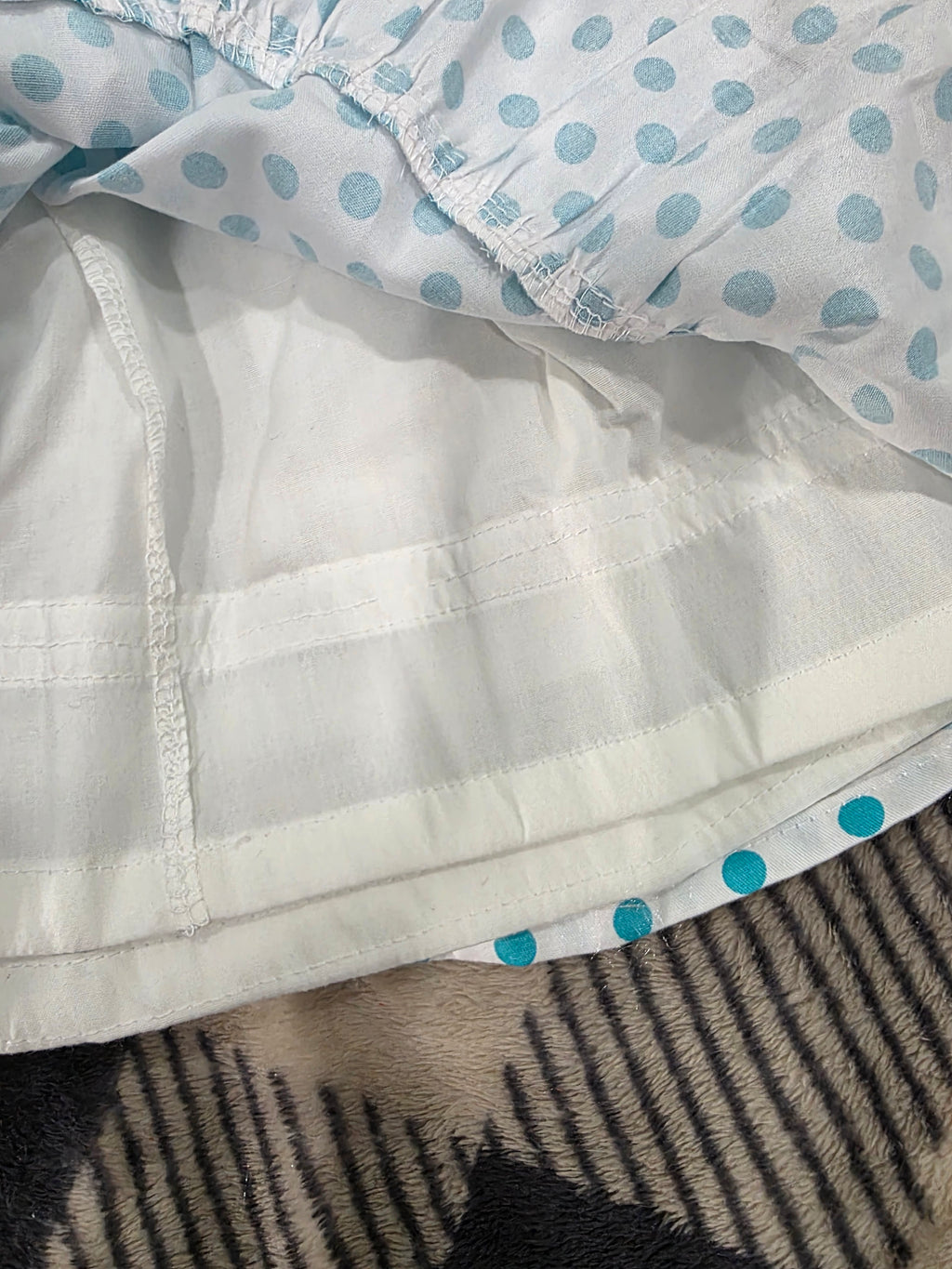 Girls Light Blue Polka Dot Dress with Bow and V-Back
