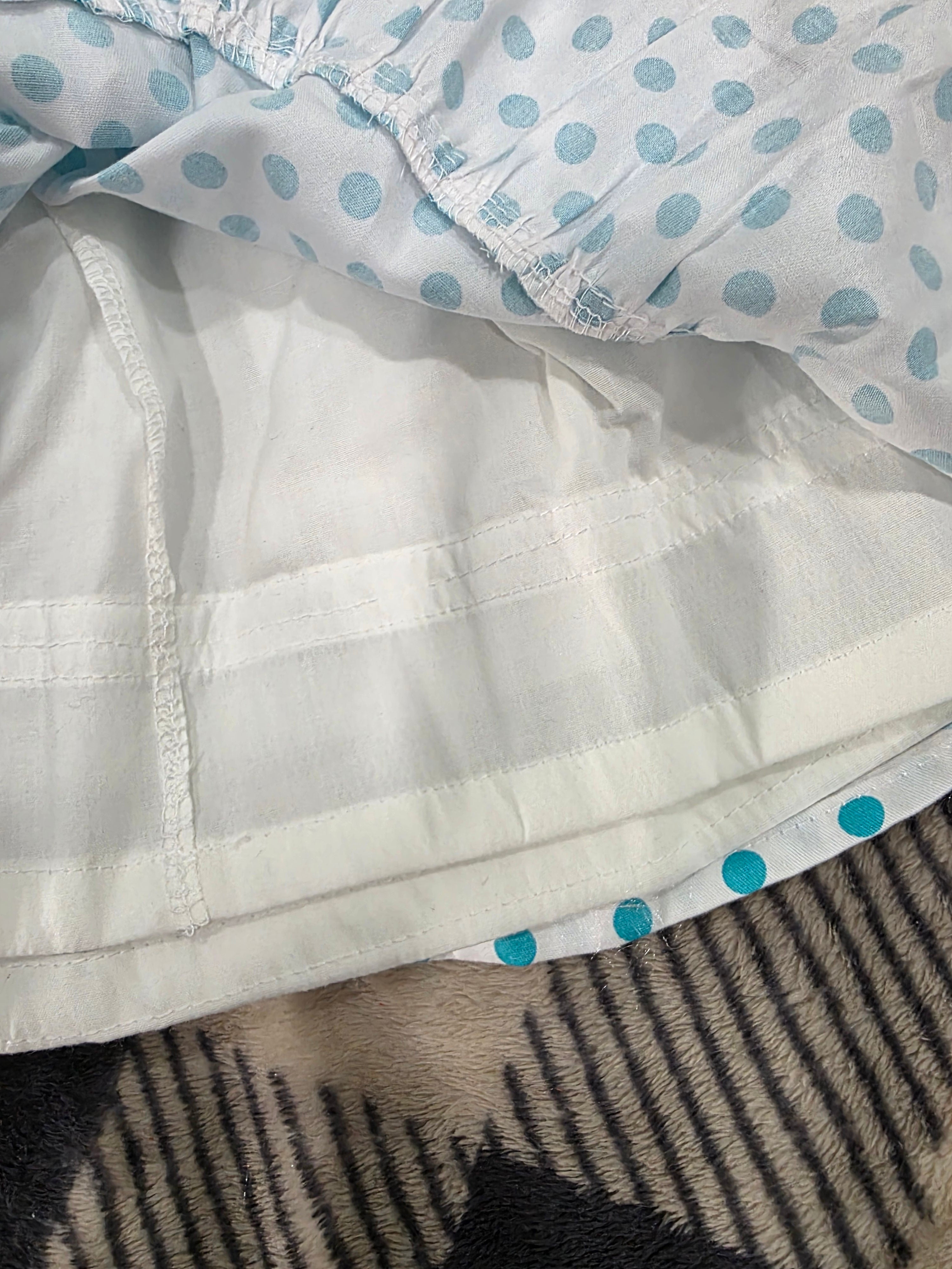 Girls Light Blue Polka Dot Dress with Bow and V-Back
