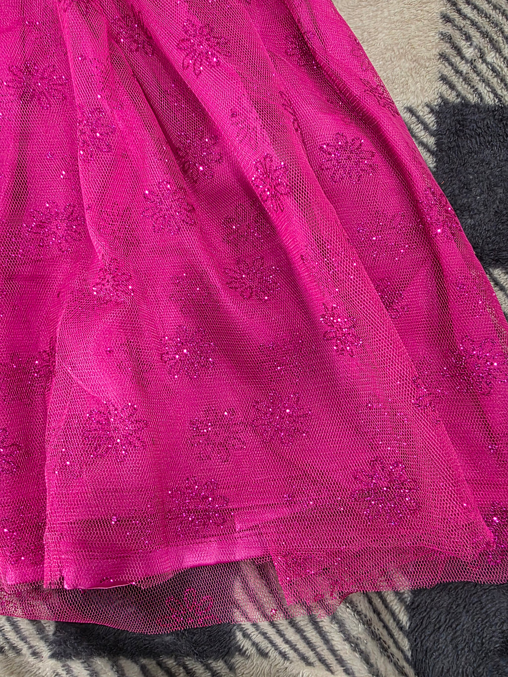 Girls Fuchsia Tulle Butterfly Sleeve Bow Back Handmade Dress