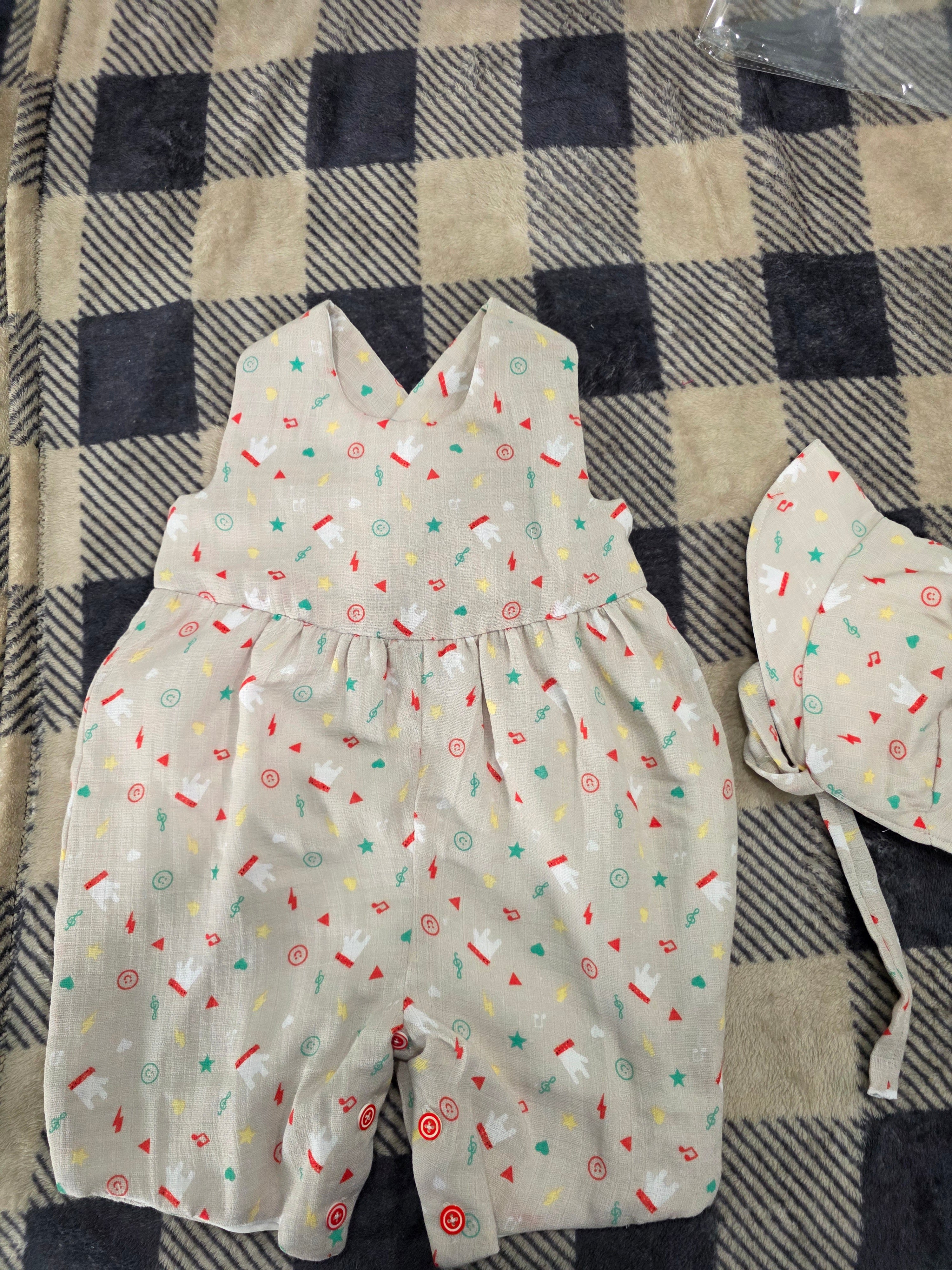 Musical Stars Baby Romper 6 Months with Hat